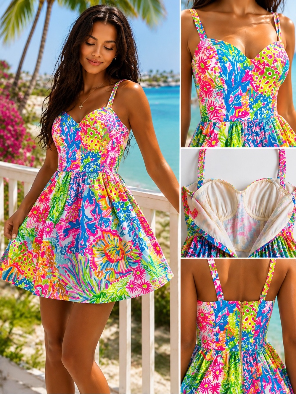 Lilly Pulitzer Ardleigh Dress Size0 Floral Mini Resort NWOT Stretch Shell Zip